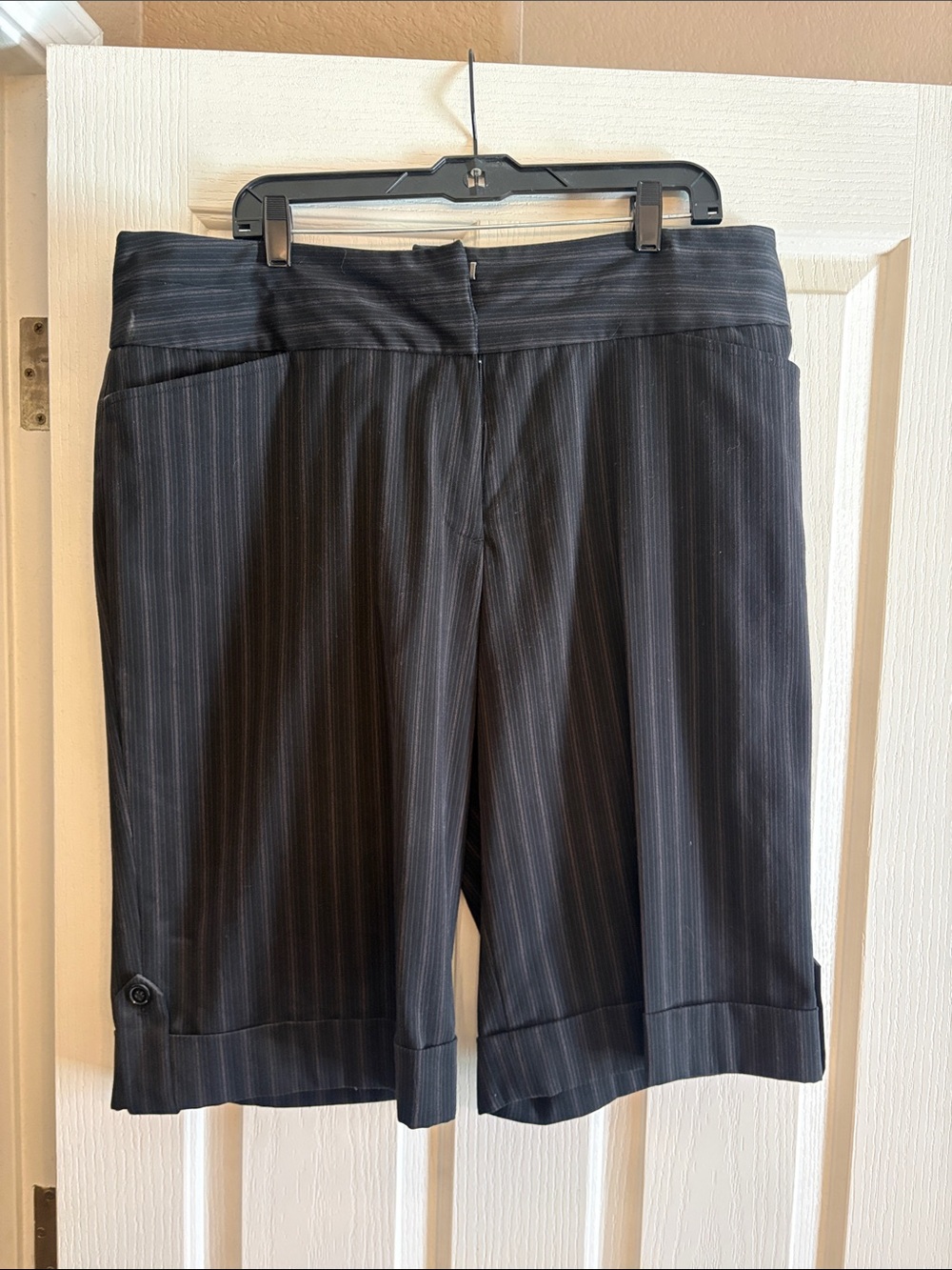 Lane Bryant Black Pinstripe Dress Shorts